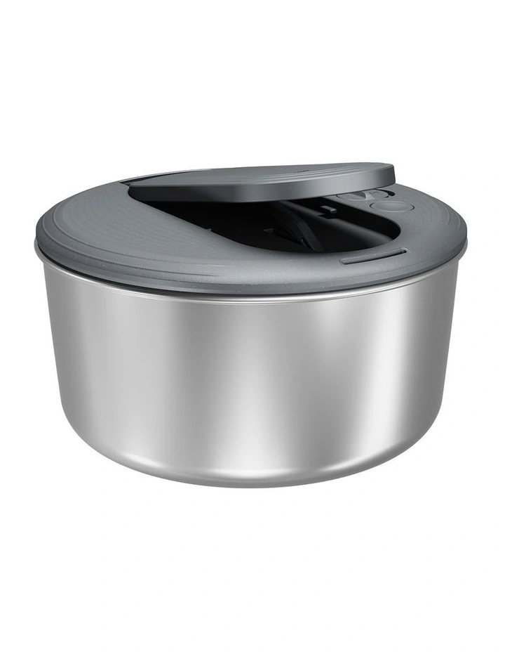 Stainless Steel Salad Spinner Small in Grey image 1