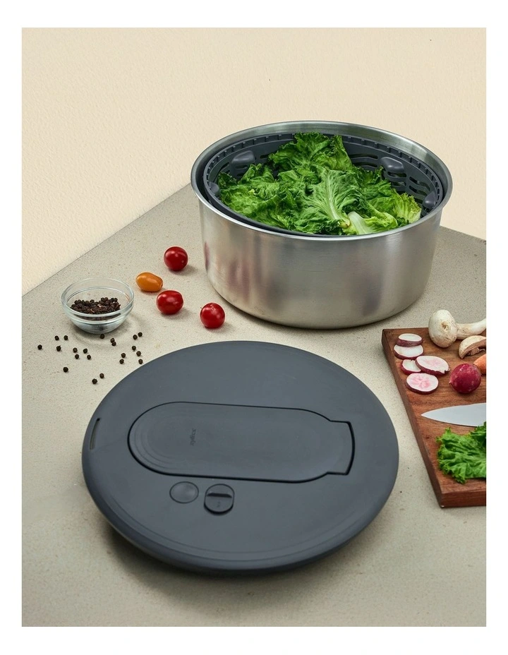 Stainless Steel Salad Spinner Small in Grey image 2