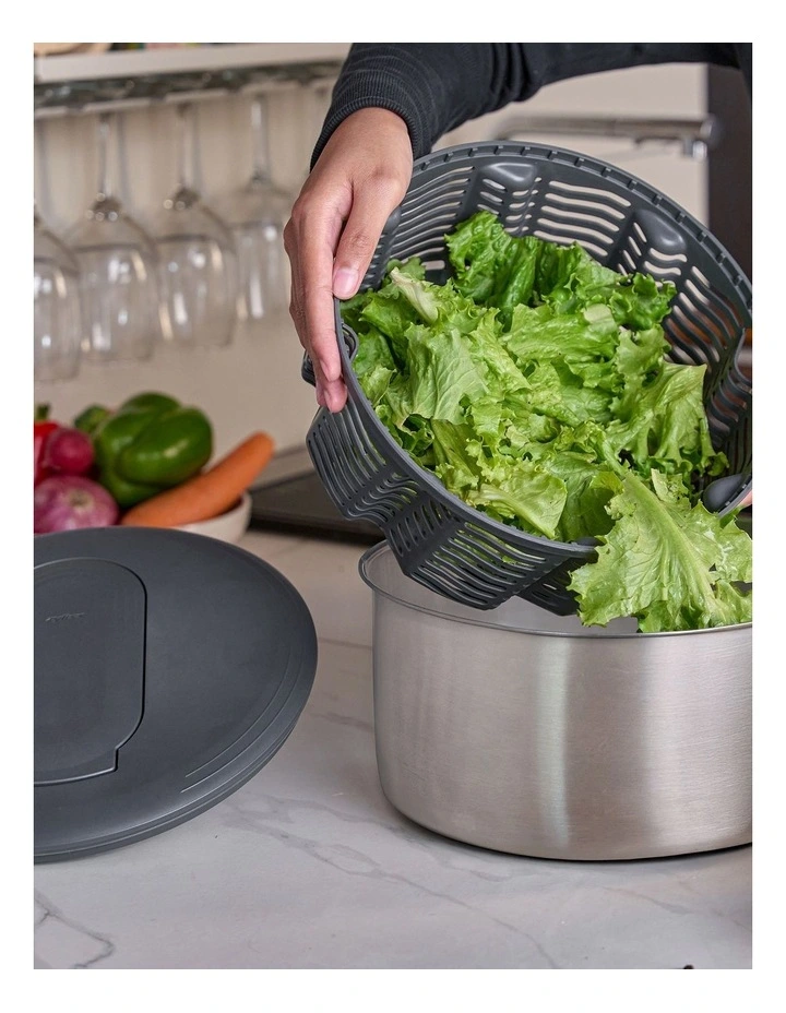 Stainless Steel Salad Spinner Large in Grey image 5