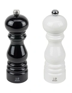 Duo Beechwood Pepper And Salt Mill in Black/White 18cm
