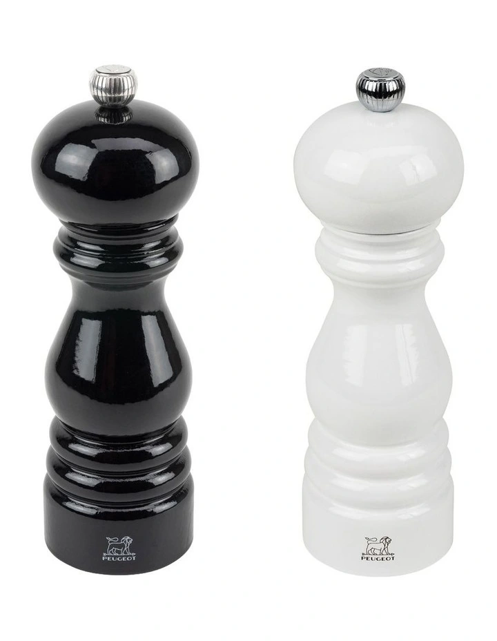 Duo Beechwood Pepper And Salt Mill in Black/White 18cm image 1