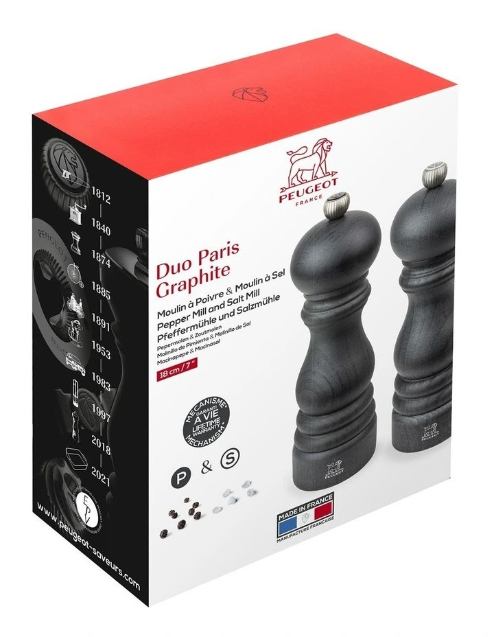 Duo Pepper And Salt Mill in Graphite Beechwood 18cm image 2