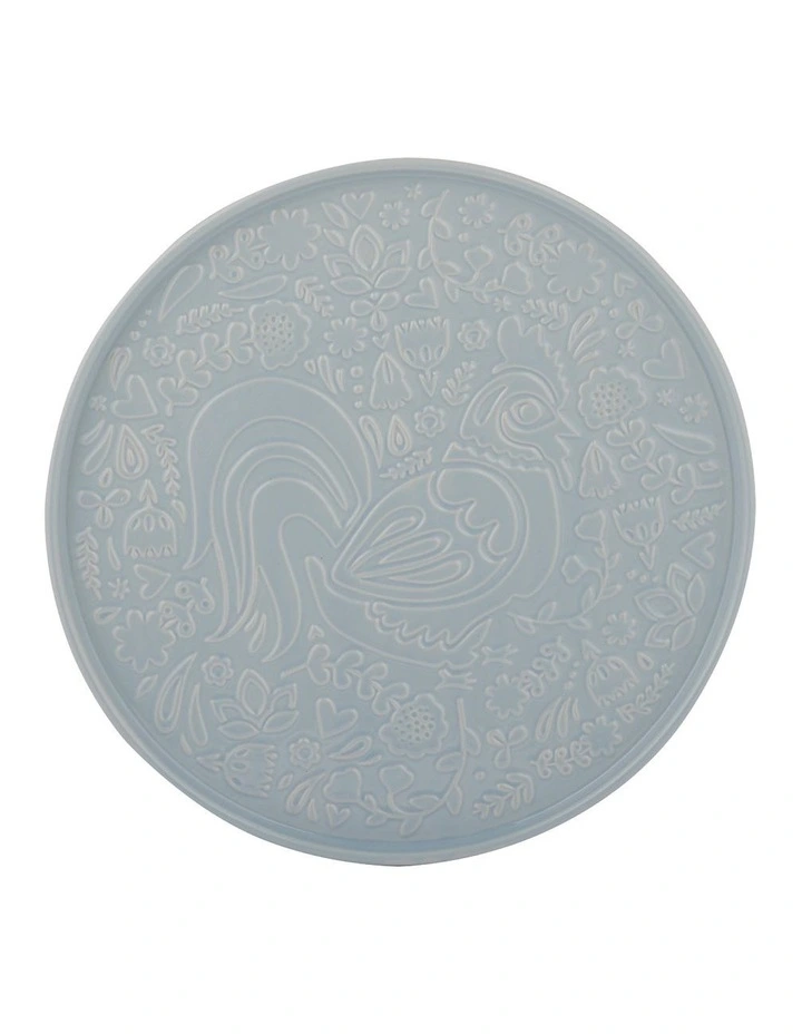 Home To Roost Round Platter 30 x 2cm in Blue image 1