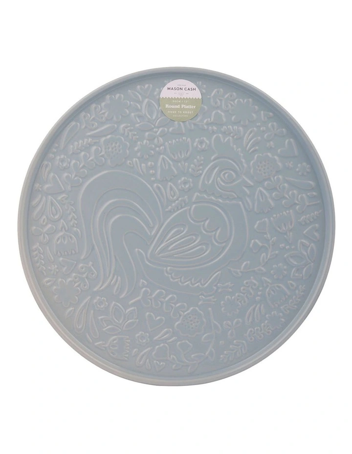Home To Roost Round Platter 30 x 2cm in Blue image 2