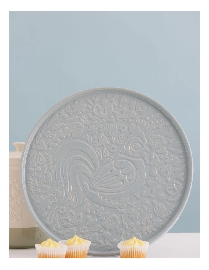 Home To Roost Round Platter 30 x 2cm in Blue image 3