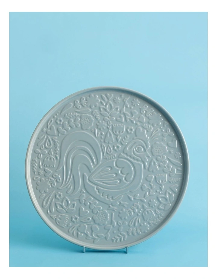 Home To Roost Round Platter 30 x 2cm in Blue image 3