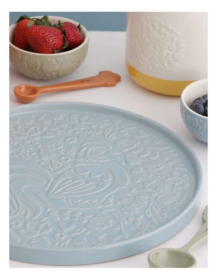 Home To Roost Round Platter 30 x 2cm in Blue image 4