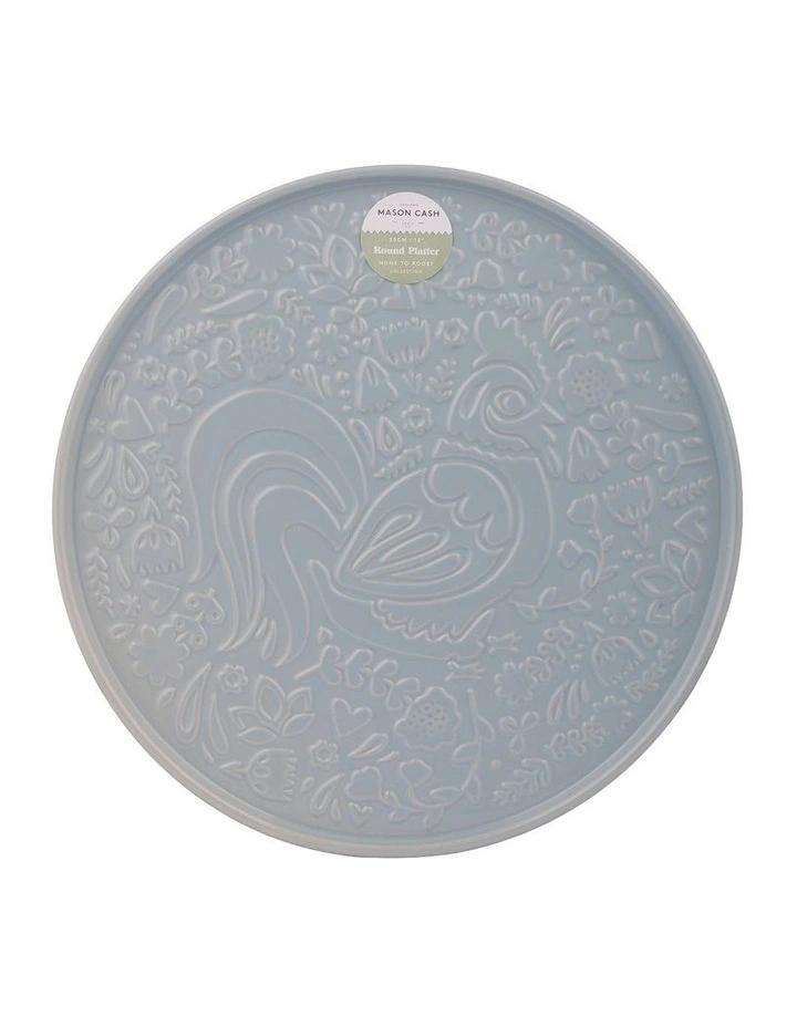 Home To Roost Round Platter 30 x 2cm in Blue image 5
