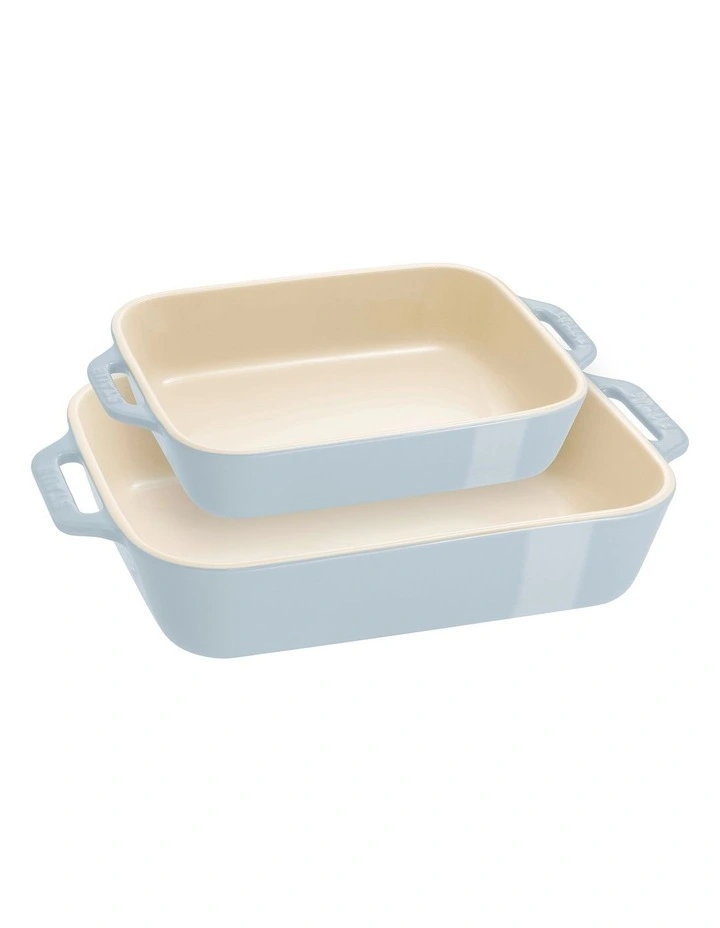 Staub Ceramic Oven Dish Set of 2 in Blue image 1