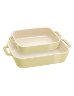 Ceramic Oven Dish Set of 2 in Green
