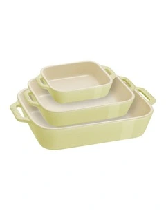 Ceramic Oven Dish Set of 3 in Green