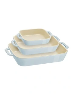 Ceramic Oven Dish Set of 3 in Blue