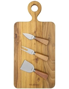 4pc Cheese Knife & Rectangular Board Set 42x20x1.9cm