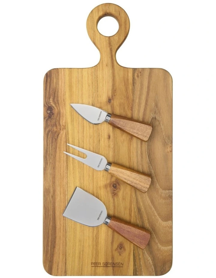 4pc Cheese Knife & Rectangular Board Set 42x20x1.9cm image 1