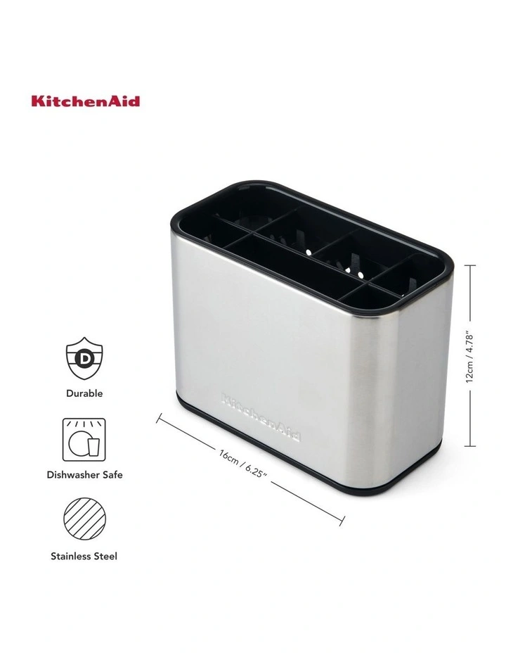 Stainless Steel Sink Brush Caddy in Silver image 3