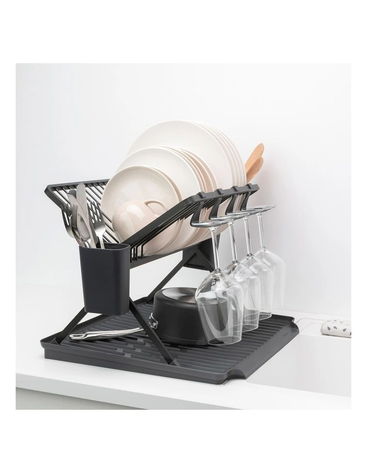 Foldable Dish Drying Rack Large in Dark Grey image 4