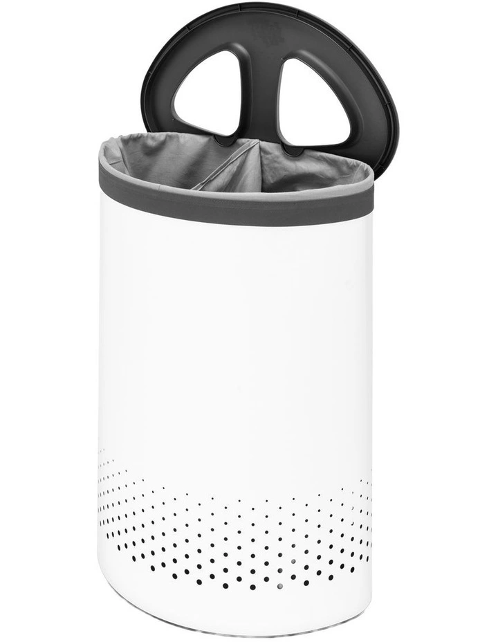 Laundry Bin Selector 55L White with Grey Lid image 2