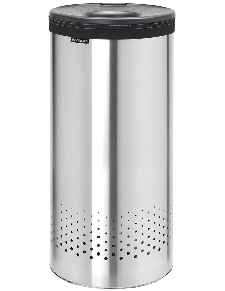 Laundry Bin 35 Litre Matt Steel with Dark Grey Lid image 1
