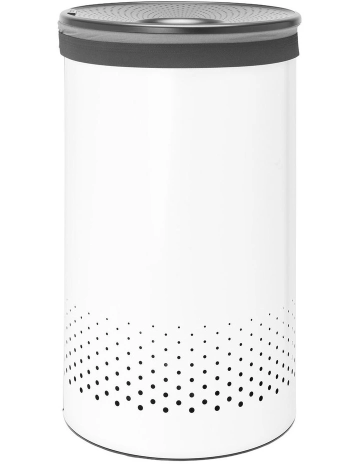 Laundry Bin 60 Litre White with Grey Lid image 1
