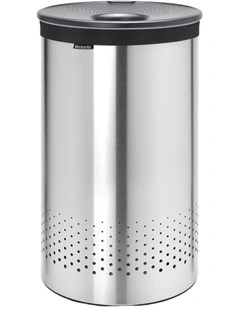 Laundry Bin 60 Litre Matt Steel with Dark Grey Lid