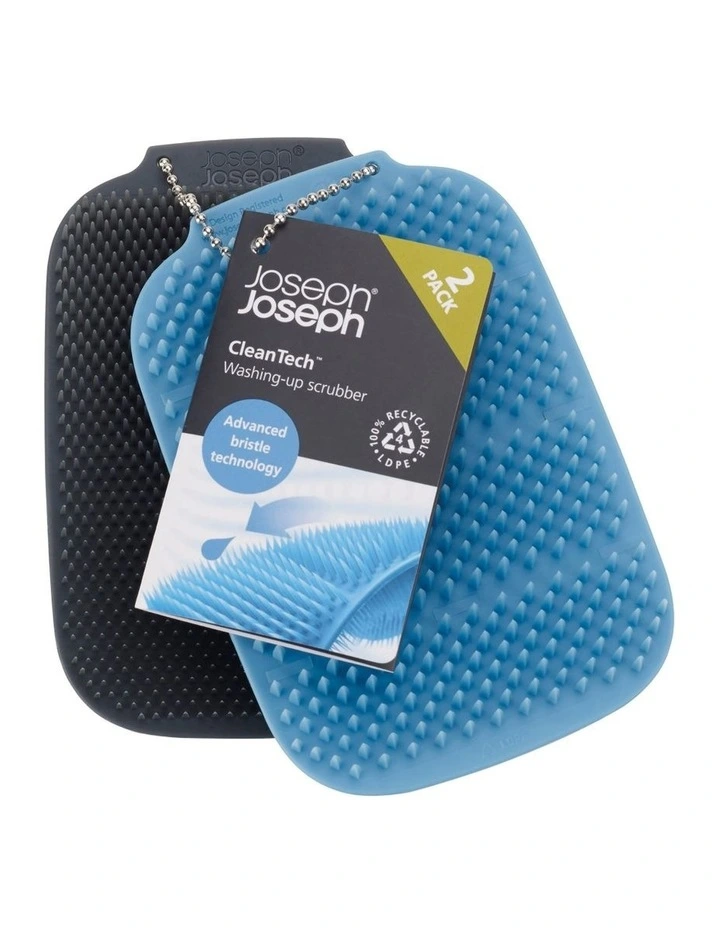 CleanTech Washing Up Scrubber Blue/Grey 2 Pack image 2