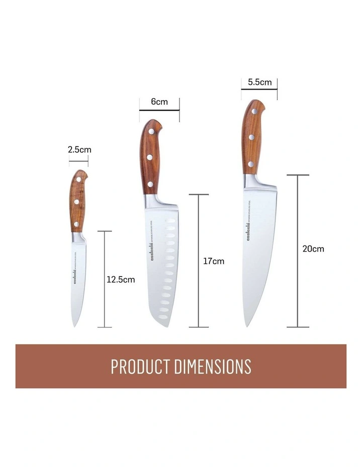 Essteele 3 Piece Knife Block In Silver MYER