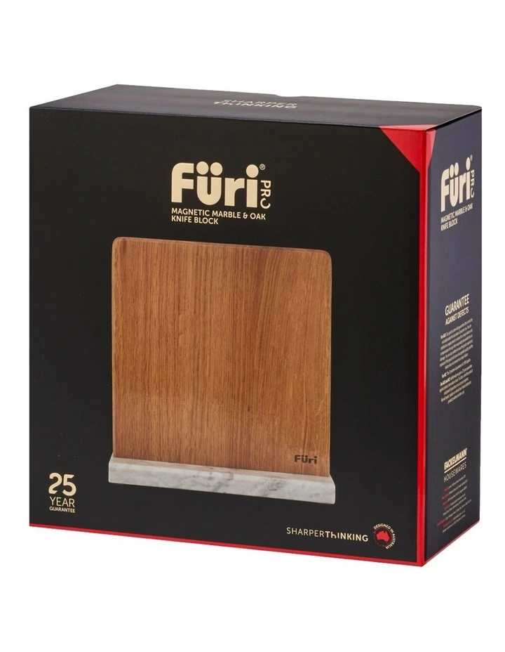 Pro Magnetic Marble and Oak Knife Block Large White image 2
