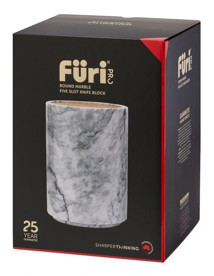 Pro Round Marble Five Slot Knife Block White-Grey image 2