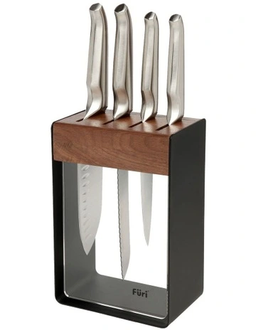 Pro Limited Edition Knife Block Set 5 Piece in Natural/Stainless Steel