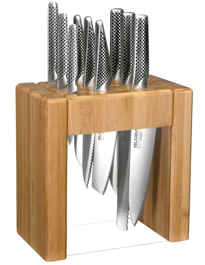 GLOBAL Ikasu X 10 Piece Knife Block Set in Light Brown MYER