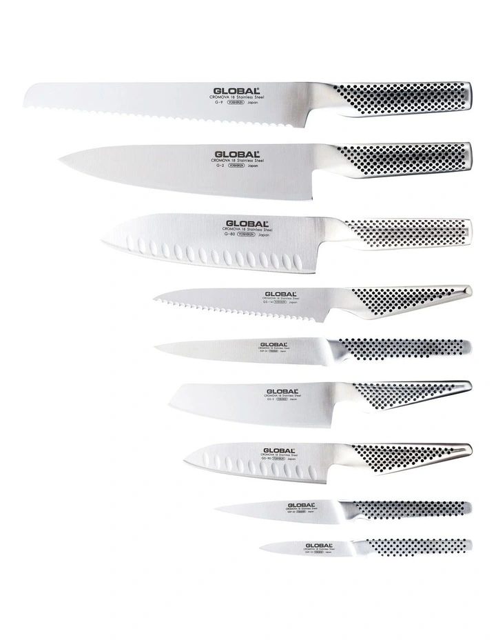 GLOBAL Ikasu X 10 Piece Knife Block Set in Light Brown MYER