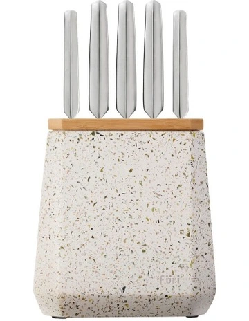 Stone Knife Block 6 Piece in Olive Terrazzo