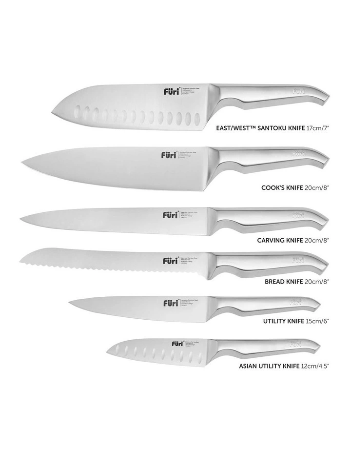 Furi Radial Stone Knife Block 7 Piece in Snow Terrazzo MYER