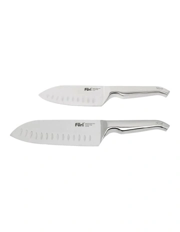 East West Santoku Knife Set 2 Piece in Natural/Steel