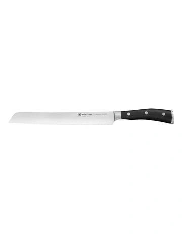 Classic Ikon Bread Knife Double Serrated 23cm in Black
