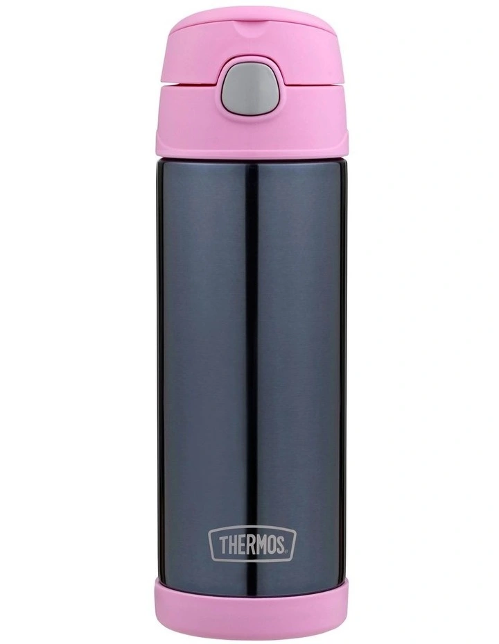 FUNtainer 470ml Vacuum Insulated Drink Bottle - Denim Blue & Light Pink image 1