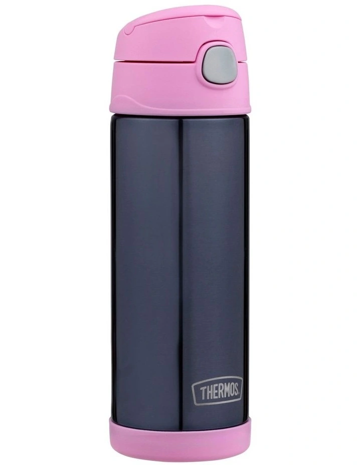 FUNtainer 470ml Vacuum Insulated Drink Bottle - Denim Blue & Light Pink image 2