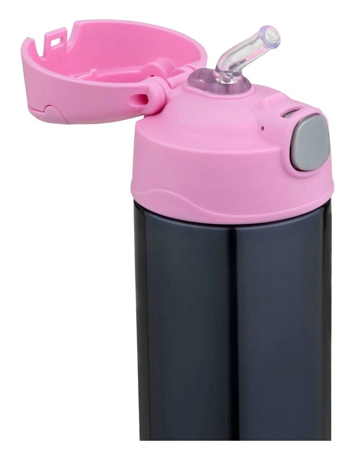 FUNtainer 470ml Vacuum Insulated Drink Bottle - Denim Blue & Light Pink image 3