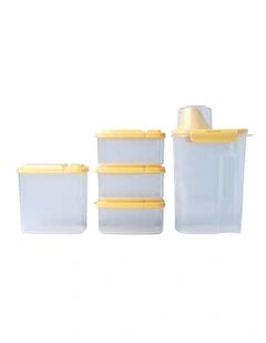Pet Storage Container Set of 5 in Yellow/Clear