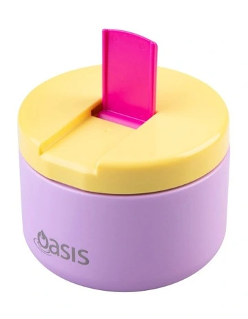 Stainless Steel Double Wall Insulated Food Flask with Quick Release Lid 300ml in Bubblegum Pink