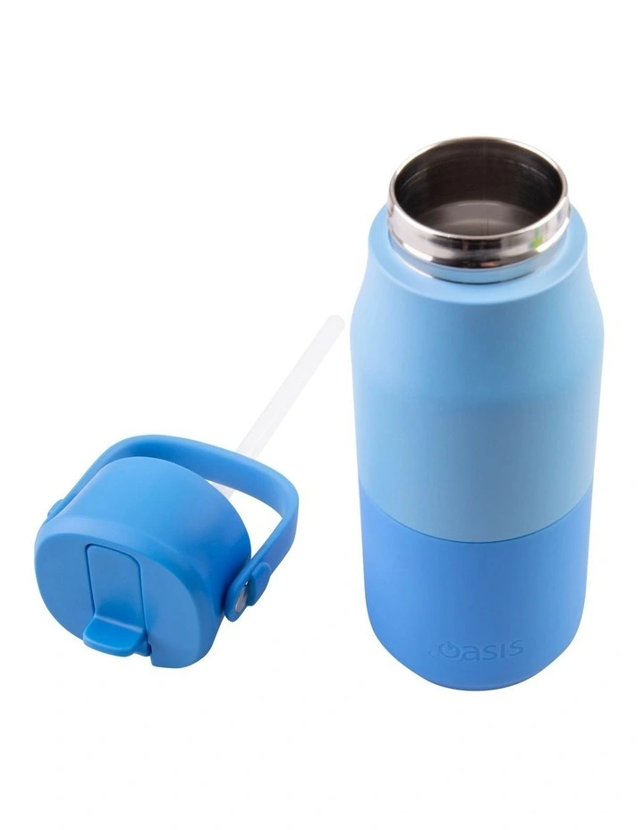Double Wall Insulated Drink Bottle with Sipper 400ml in Blue image 4