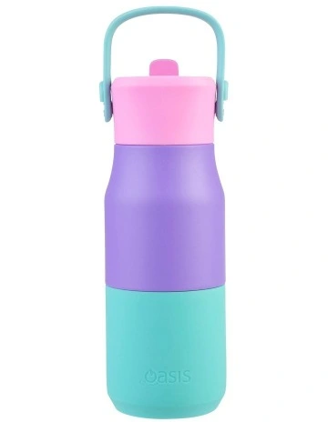 Stainless Steel Double Wall Insulated 'Jnr' Drink Bottle with Sipper 400ml in Mermaid Purple