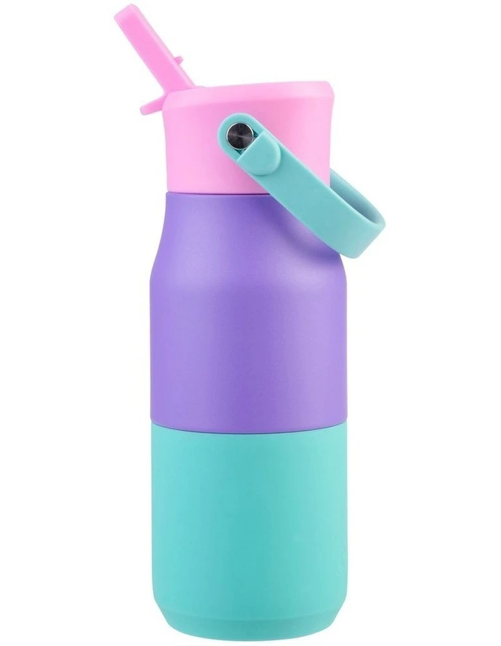 Stainless Steel Double Wall Insulated 'Jnr' Drink Bottle with Sipper 400ml in Mermaid Purple image 2