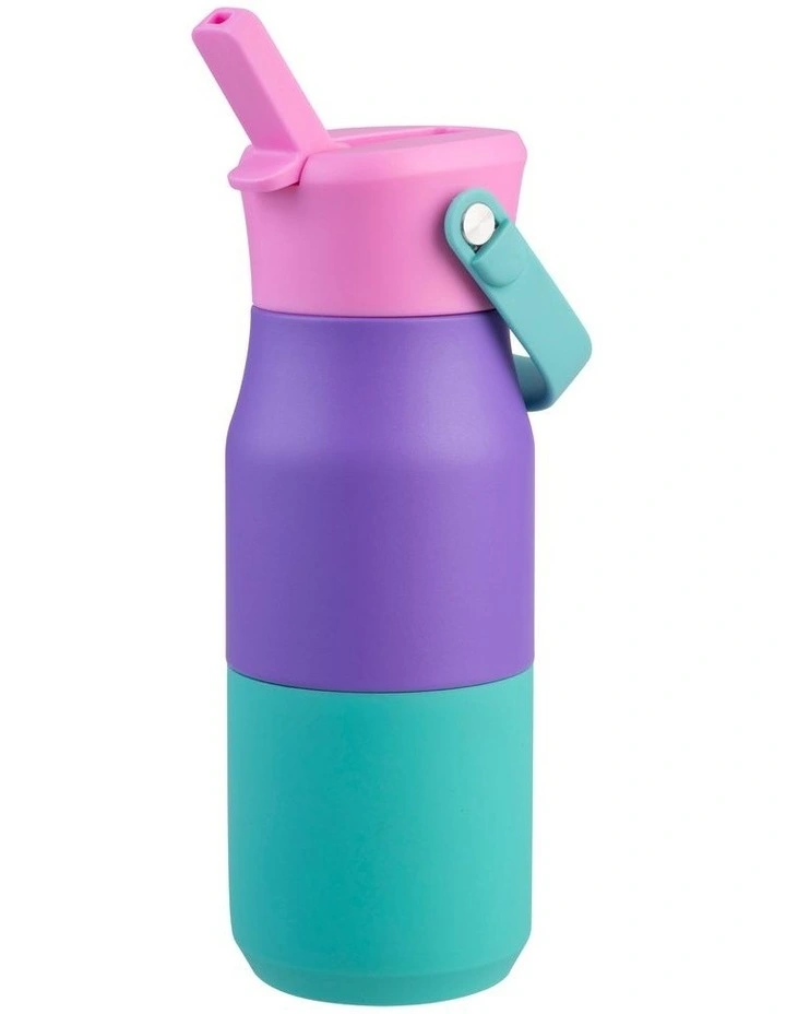 Stainless Steel Double Wall Insulated 'Jnr' Drink Bottle with Sipper 400ml in Mermaid Purple image 6