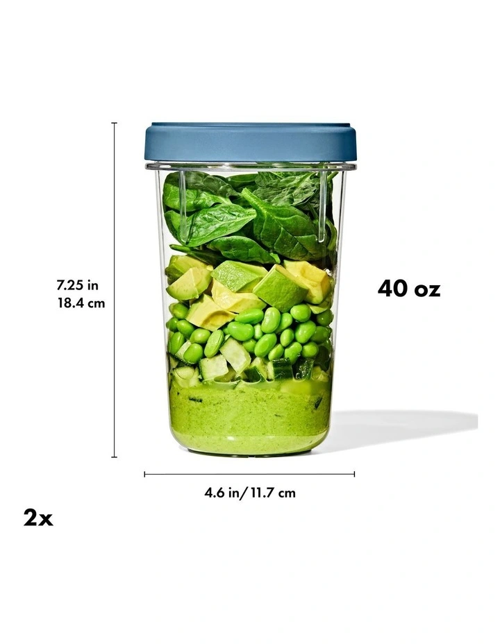Twist & Stack Container 1.2L 2 Pack in Blue image 2