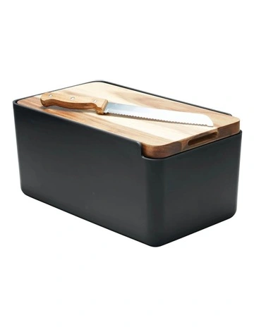 Hudson Bread Bin With Cutting Board in Black