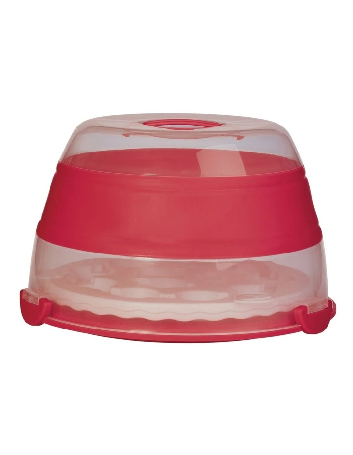 Collapsible Cupcake And Cake Carrier Red image 1