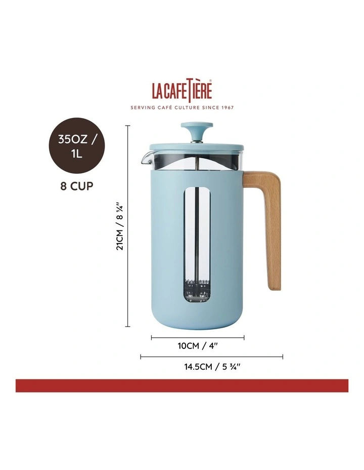 Pisa Stainless Steel 8Cups Coffee Maker in Sky Blue image 5