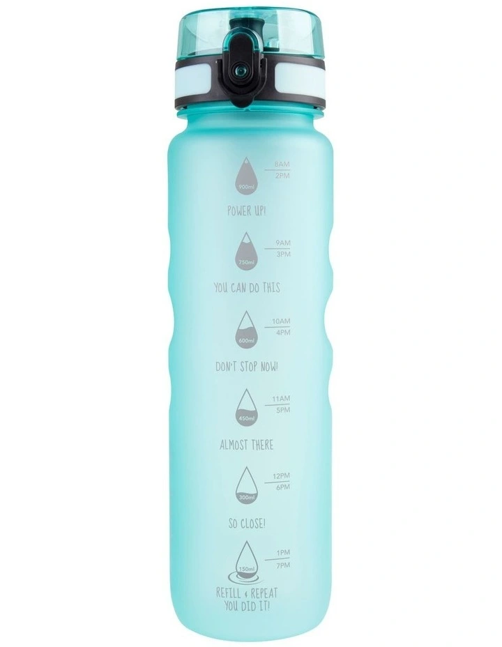 Tritan Motivational Sports Bottle 1L in Aqua Marine image 1