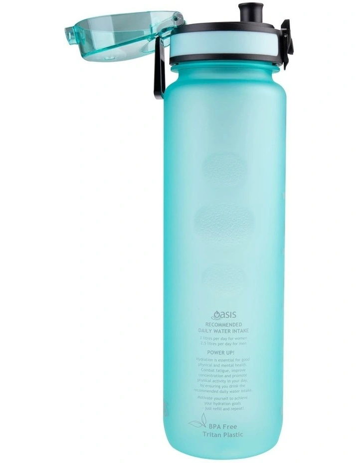 Tritan Motivational Sports Bottle 1L in Aqua Marine image 4
